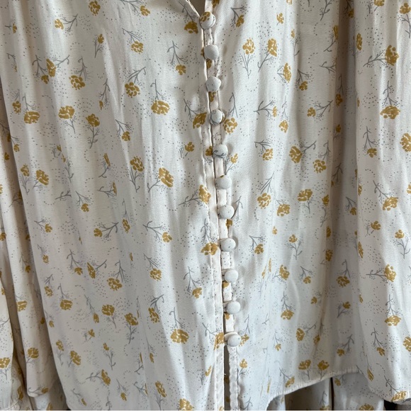 Free People Modern Muse Blouse Ivory Combo Small Button Down Top - Picture 9 of 9